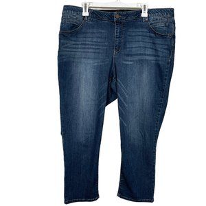 Democracy Ab Technology Jeans Size 18W Blue Cropped Capri Denim Elastic Waist